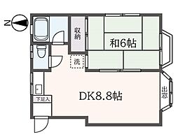 サンシティー 2階1DKの間取り