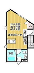 アンソレイエ平和台 ワンルームの間取図画像