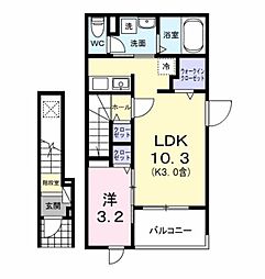 ブリュームIII 1LDKの間取図画像