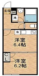 早稲田鶴巻町IMAハウス 2階1DKの間取り