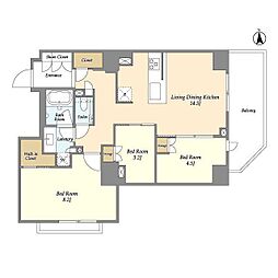 オーキッドレジデンス渋谷富ヶ谷 11階3LDKの間取り