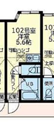 ユナイト黄金町ロザンナの杜 ワンルームの間取図画像