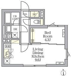 東京メトロ丸ノ内線 中野新橋駅 徒歩3分の賃貸マンション 4階1LDKの間取り
