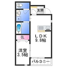 Solis北新 1LDKの間取図画像