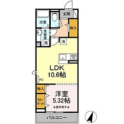 レジリエント落合 1LDKの間取図画像