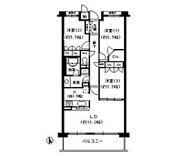 甲子園六石町ハイツ 3LDKの間取図画像