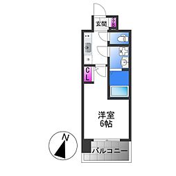 エスリード ザ・イーストレジデンス大阪城 1Kの間取図画像