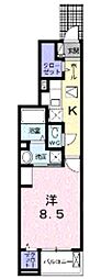 ヴェルテス六番館 1Kの間取図画像