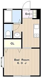 アルカディア（旭町1） 2階1Kの間取り