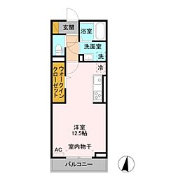 レフィナードC ワンルームの間取図画像
