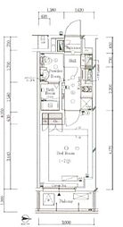 GALICIA千鳥町 1Kの間取図画像