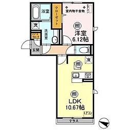 コンフォール 1階1LDKの間取り