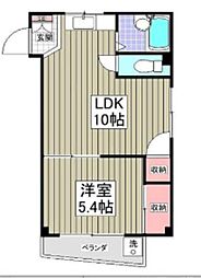 ヴィラ狭山ケ丘 1LDKの間取図画像