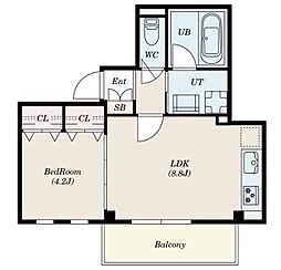PlusBonheur 1LDKの間取図画像