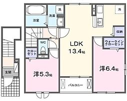 ラスヴェート 2階2LDKの間取り