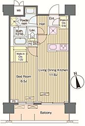 VerdeCourt西新宿 1LDKの間取図画像