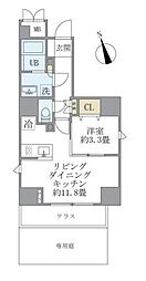 ラぺルラ四谷 1階1LDKの間取り