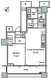 ザ・東京タワーズミッドタワー 6階1LDKの間取り
