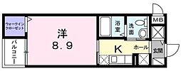 ベルエミール 1Kの間取図画像