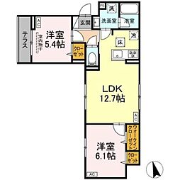 グラナーデ江戸川B 1階2LDKの間取り