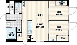 フレア代々木 4階2LDKの間取り