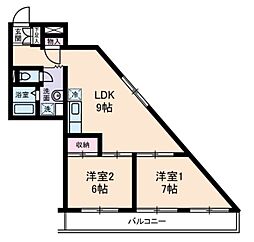 STハイム千鳥 3階2LDKの間取り