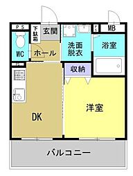 プロムナード3 1DKの間取図画像