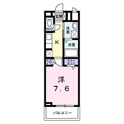 京王相模原線 京王堀之内駅 徒歩12分の賃貸アパート 2階1Kの間取り