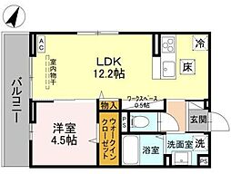 アザレアC 1LDKの間取図画像