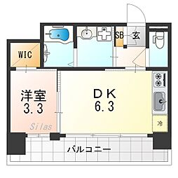 プレサンスTHEKYOTO東福寺WEST 1DKの間取図画像