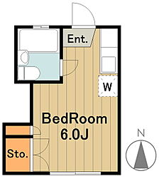 Ｕトピア 2階ワンルームの間取り