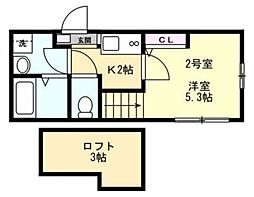 オアゾ相模原矢部 1Kの間取図画像