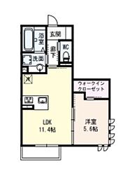 メゾンドヒルズ 1LDKの間取図画像