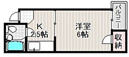 シャンクレール御陵前 1Kの間取図画像