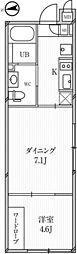 ルクレ高田馬場 2Kの間取図画像