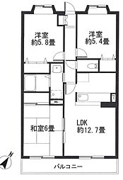 第5旭マンション 3LDKの間取図画像
