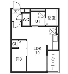 東松山市幸町アパート 1LDKの間取図画像