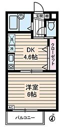 ハーヴェスト八雲 1DKの間取図画像