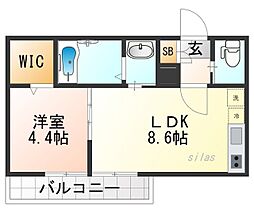 CASA立花 1LDKの間取図画像