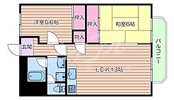 北大阪急行電鉄 桃山台駅 徒歩10分の賃貸マンション 8階2LDKの間取り