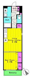 ポルテボヌール 1LDKの間取図画像