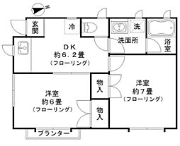 アプリコット 2DKの間取図画像