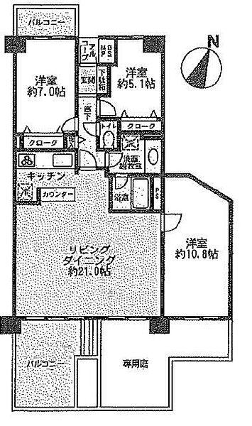 神奈川県座間市相模が丘６丁目(賃貸マンション3LDK・1階・95.53㎡)の写真 その2