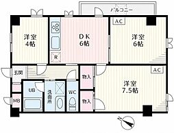 アーバンフォーレスト 3DKの間取図画像