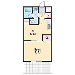 セゾン湊 1DKの間取図画像