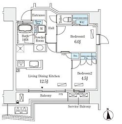 STANDZ四天王寺前夕陽ヶ丘 2LDKの間取図画像