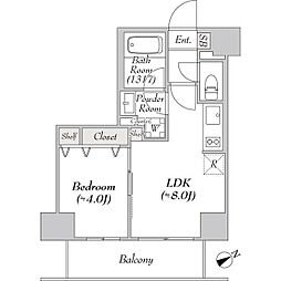 リテラス浅草橋イースト 8階1LDKの間取り