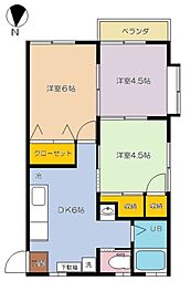 ハイム久ヶ原 3DKの間取図画像