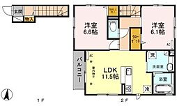 フルール 2階2LDKの間取り