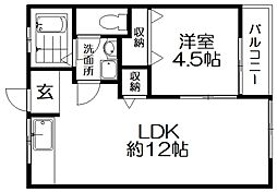 MAYUMIハイツ3番館 1階1LDKの間取り